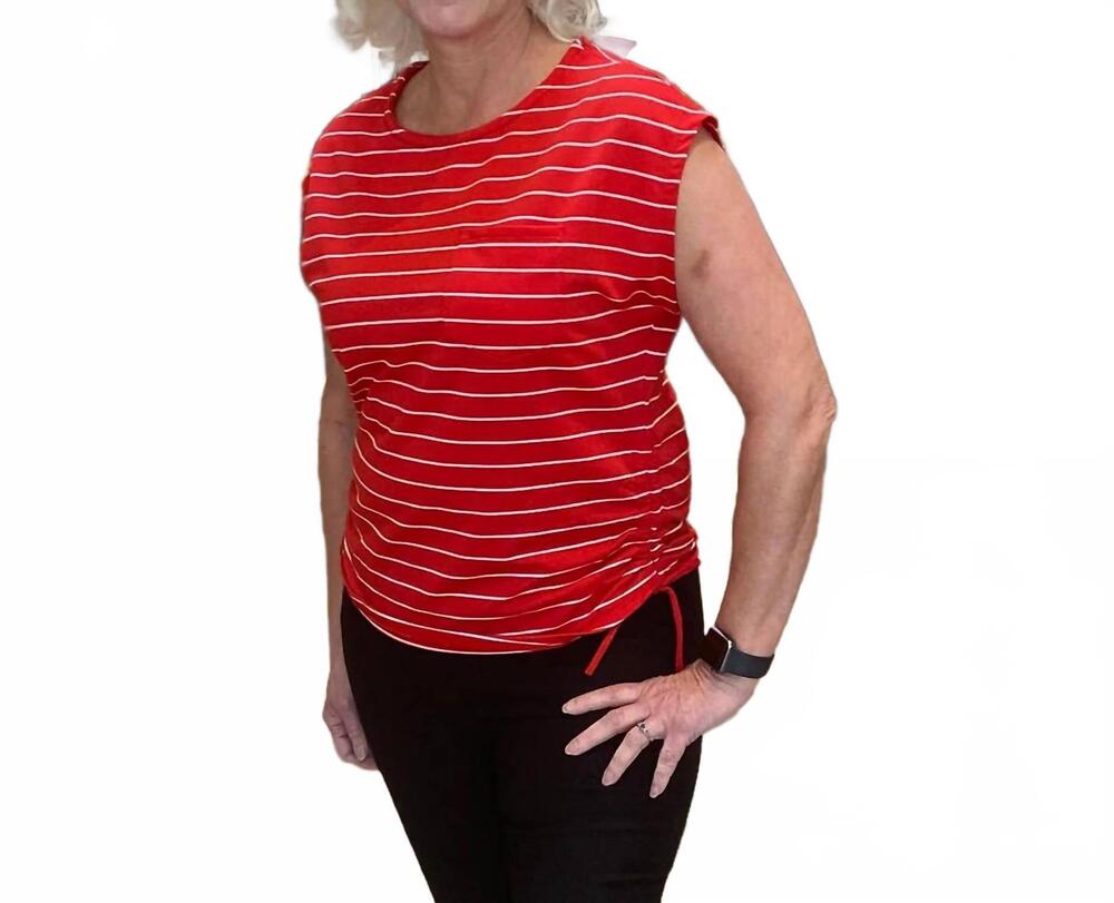 NEW EMILY DANIELS women's top in red white strp